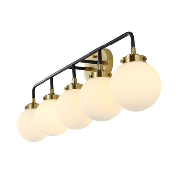 Caleb Brass Vanity Wall Sconce Frosted